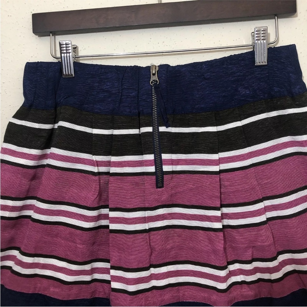 Anthropologie Maeve Women Ellery A - Line Skirt Size 8 Pink Blue Striped Pockets - Picture 5 of 10